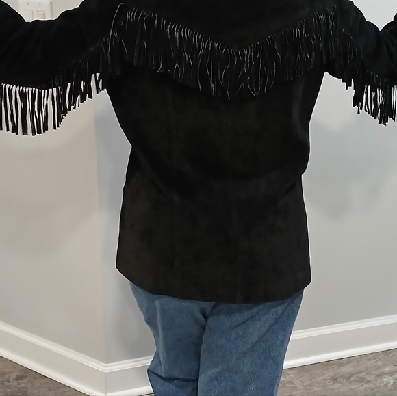 Black Suede Jacket with Fringe by [Brand] - Picture 14 of 16